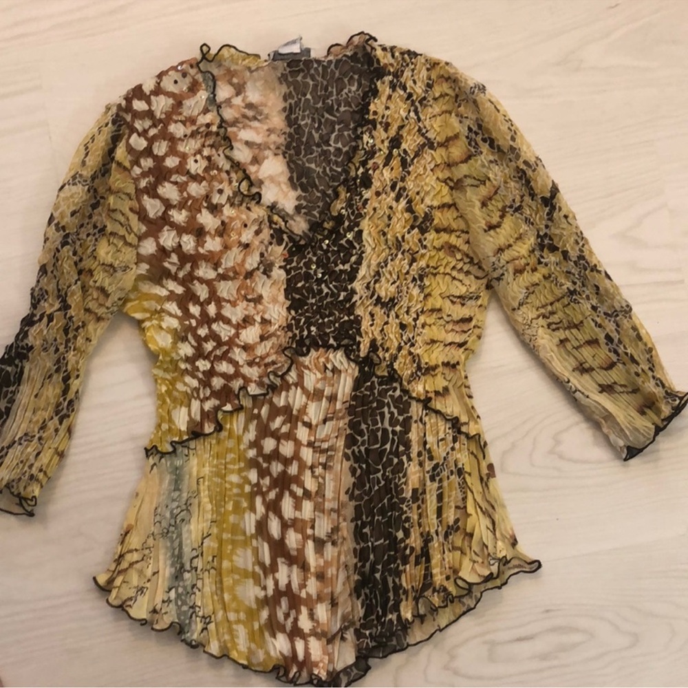 Alberto Makali Sequin Animal Print Blouse